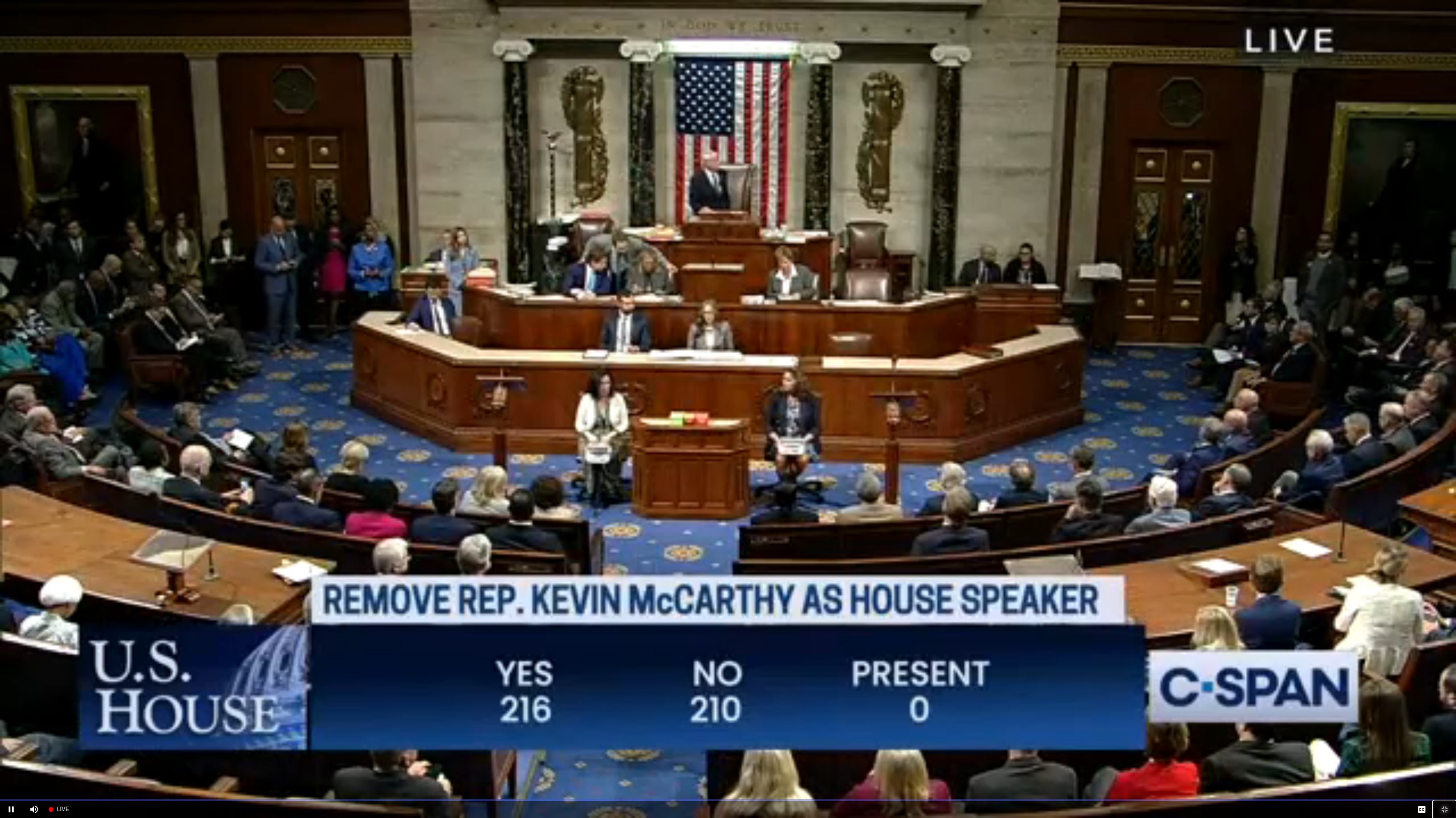 U.S. House voting to remove Kevin McCarthy as Speaker