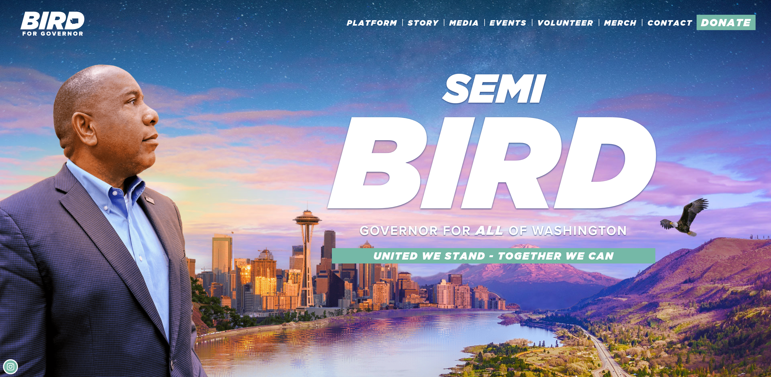 Screenshot of Semi Bird's campaign website