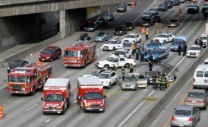 Aftermath of a police chase on Interstate 5 in Seattle, 2009
