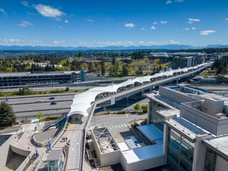 Another aerial view of Overlake pedestrian and bicycle bridge