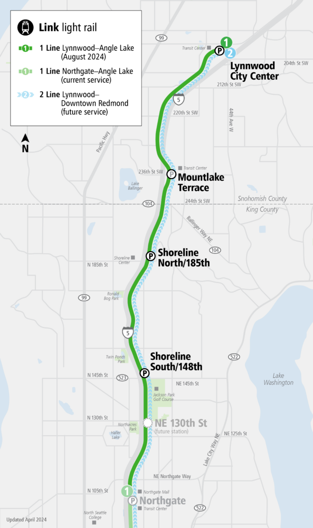 Map of the Lynnwood Link extension